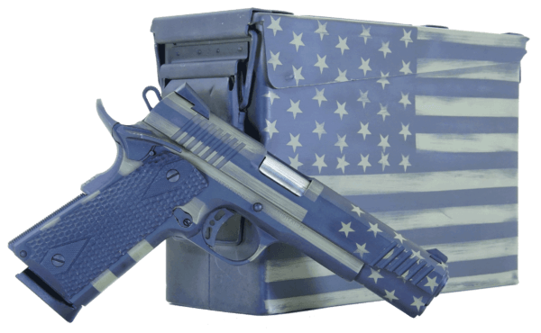Citadel CITC45FUSBAC 1911-A1 Government 45 ACP 5″ 8+1 American Flag Bazooka Green Cerakote Finish with Steel Slide Black G10 Grip & 70 Series Firing System Includes 2 Mags & Ammo Can