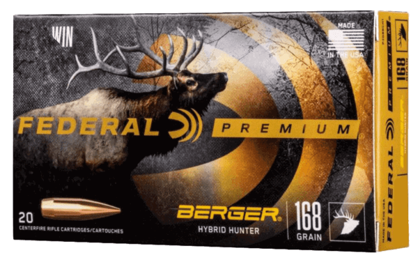 Federal P280AIBCH1 Premium Hunting 280 Ackley Improved 168 gr Berger Hybrid Hunter 20rd Box