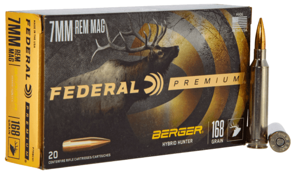 Federal PR7BCH1 Premium 7mm Rem Mag 168 gr Berger Hybrid Hunter 20rd Box