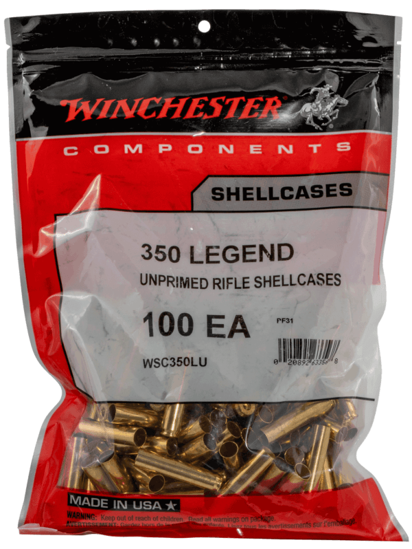Winchester Ammo WSC350LU Unprimed Cases 350 Legend Rifle Brass 100 Per Bag