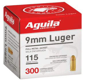 Aguila 1E097700 Target & Range Handgun 9mm Luger 115 gr Full Metal Jacket 300rd Box