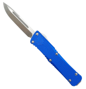 Cobra Tec Knives MKBLUMDNS Mini Mamba Knurled D2 2.25″ D2 Steel Drop Point Aluminum Blue