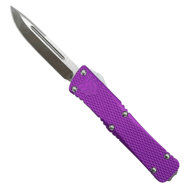 CobraTec Knives SBLUFSXSDNS FS-X Small 2.50″ OTF Drop Point Plain D2 Steel Blade/Blue Anodized Aluminum Handle Features Glass Breaker Includes Pocket Clip