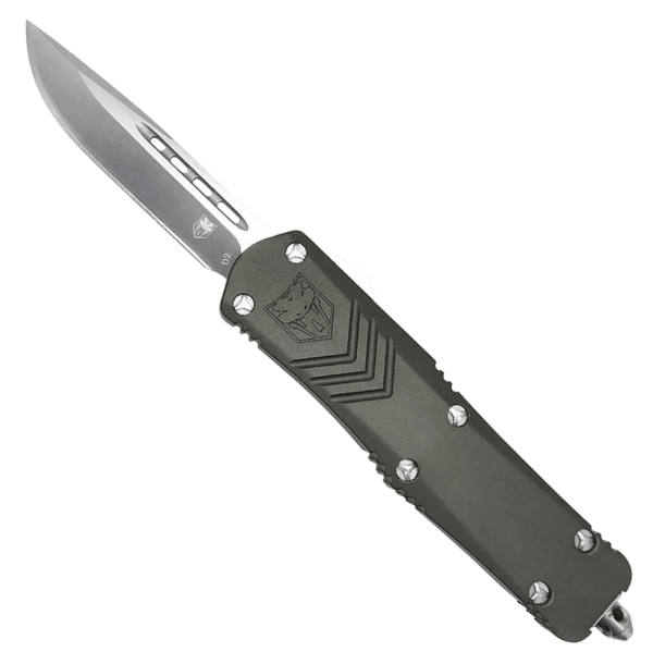 CobraTec Knives SBLUFSXSDNS FS-X Small 2.50″ OTF Drop Point Plain D2 Steel Blade/Blue Anodized Aluminum Handle Features Glass Breaker Includes Pocket Clip