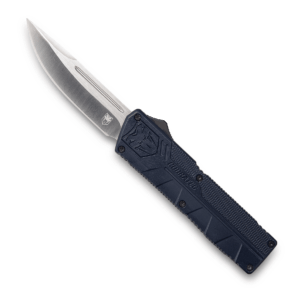 CobraTec Knives NYCTLWDNS Lightweight 3.25″ OTF Drop Point Plain D2 Steel Blade/NYPD Blue Aluminum Handle Includes Pocket Clip