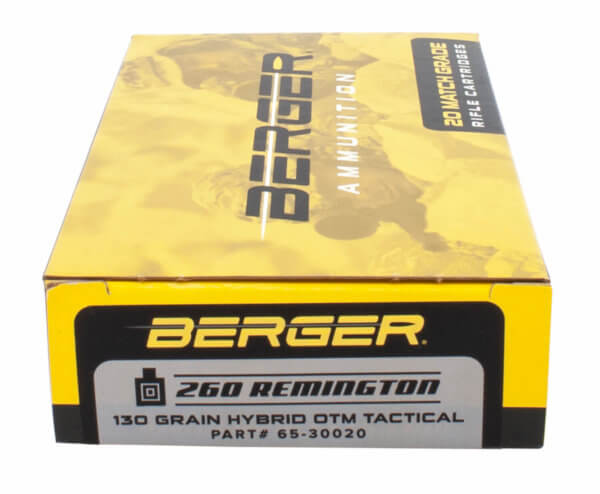 Berger Bullets 30020 Tactical Rifle 260 Rem 130 gr Hybrid Open Tip Match 20rd Box