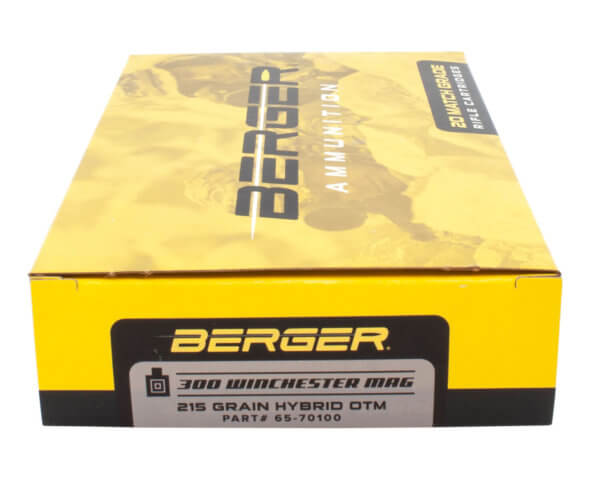 Berger Bullets 70100 Classic Hunter Subsonic 300 Win Mag 215 gr Hybrid Boat-Tail (HBT) 20rd Box