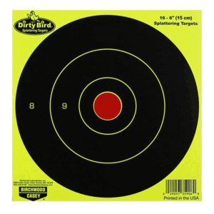 Birchwood Casey 35906 Dirty Bird 6″ Bullseye Paper Hanging Pistol/Rifle Black/Yellow 16 Per Pkg