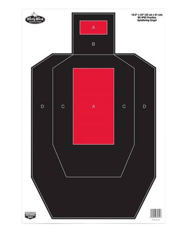 Birchwood Casey 35743 Dirty Bird IPSC Tagboard Hanging Pistol 16.50″ x 24″ Black/Red 3 Per Pkg