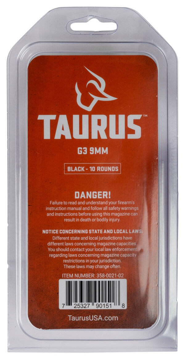 Taurus 358002102 G3 10rd 9mm Luger For Taurus G3 Black Steel