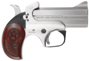 Bond Arms BAC2K Century 2000 45 Colt (LC)/410 Gauge 2rd 3.50″ Stainless Steel Double Barrel & Frame Auto Extractor & Rebounding Hammer Blade Front/Fixed Rear Sights Rosewood Grip Manual Safety