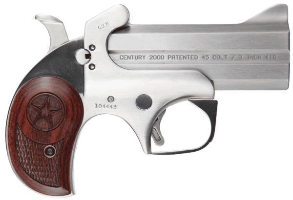 Bond Arms BAC2K Century 2000 45 Colt (LC)/410 Gauge 2rd 3.50″ Stainless Steel Double Barrel & Frame Auto Extractor & Rebounding Hammer Blade Front/Fixed Rear Sights Rosewood Grip Manual Safety