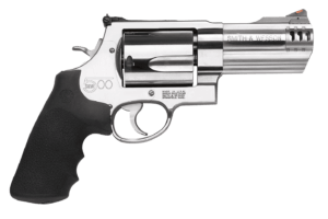Smith & Wesson 163504 Model 500 500 S&W Mag Stainless Steel 4″ Threaded Barrel & 5rd Cylinder Satin Stainless Steel X-Frame Includes Two Muzzle Brakes & Two Compensators Internal Lock
