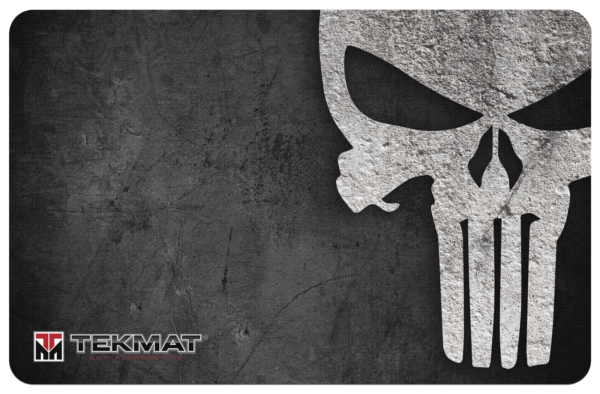 TekMat TEKR17PUNISHER Punisher Grunge Cleaning Mat Black/White Rubber 17″ Long Punisher Skull