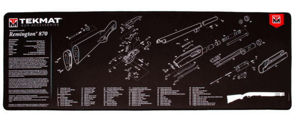 TekMat TEKR44REM870 Remington 870 Ultra Cleaning Mat Black/White Rubber 44″ Long Remington 870 Parts Diagram