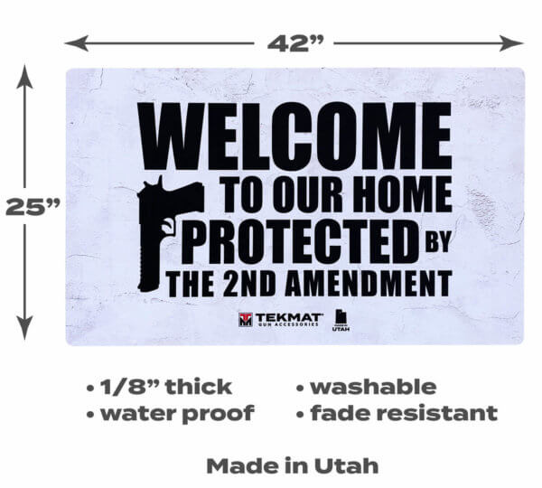TekMat TEK422AMENDMENT 2nd Amendment Door Mat White/Black Rubber 42″ Long “Welcome To Our Home Protected By The 2nd Amendment”