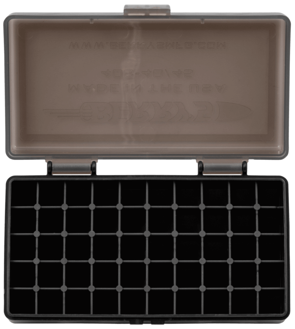 Berry’s 13897 Ammo Box 40 S&W 45 ACP Smoke/Black Polypropylene 1.35″ L x 0.48″ 50rd