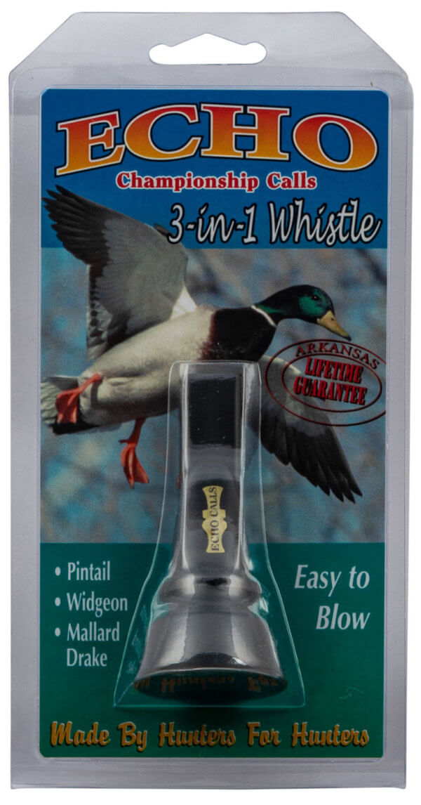 Echo Calls 78006 3-IN-1 Whistle Call Mallard Sounds Attracts Mallard/Widgeon/Pintail Black Plastic