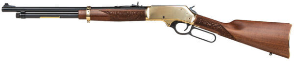 Henry H0244570 Side Gate  Lever Action 45-70 Gov Caliber with 5+1 Capacity  19.80 Blued Barrel  Polished Brass Metal Finish & American Walnut Stock  Right Hand (Full Size)”