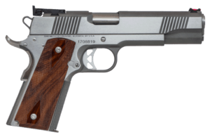 Dan Wesson 01942 Pointman Nine 9mm Luger Caliber with 5″ Barrel 9+1 Capacity Overall Stainless Steel Finish Beavertail Frame Serrated Brushed Slide & Cocobolo Grip