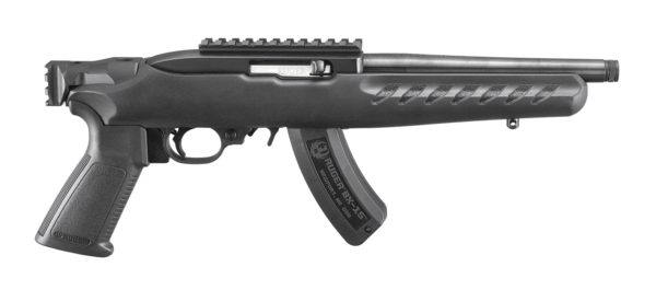 Ruger 4938 22 Charger 22 LR 15+1 8″ Black Steel/Threaded Barrel Matte Black Ergonomic Polymer Grip Features Picatinny Rail w/Intergrated QD Cup