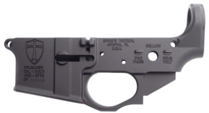 Spikes STLS022 Crusader Stripped Lower Receiver Multi-Caliber 7075-T6 Aluminum Black Anodized for AR-15