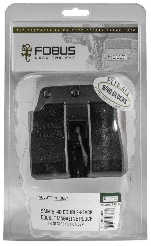 Fobus 6900NDBH Double Mag Pouch Black Polymer Paddle Compatible w/ Glock/HK USP