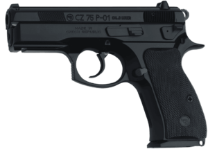CZ-USA 91199 P-01  9mm Luger 15+1  3.75 Steel Barrel  Black Serrated Steel Slide  Black Polycoat Aluminum Frame w/Beavertail  Black Rubber Grip”