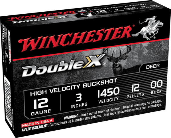 Winchester Ammo SB12300 Double X High Velocity 12 Gauge 3″ 12 Pellets 00 Buck Shot 5rd Box