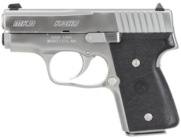 Kahr Arms M9098A MK Elite 9mm Luger Caliber with 3″ Barrel 6+1 or 7+1 Capacity Overall Polished Stainless Steel Serrated Slide & Textured Wraparound Black Nylon Grip
