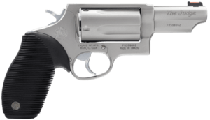 Taurus 2441039T Judge 45/410 Revolver Single/Double 45 Colt (LC)/410 3″ 5 Rd Black Ribber Grip Stainless