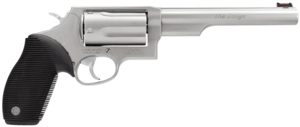 Taurus 2441069T Judge 45 Colt (LC) Caliber or 2.50″ 410 Gauge with 6.50″ Barrel 5rd Capacity Cylinder Overall Matte Finish Stainless Steel Black Ribber Grip & Fiber Optic Front Sight