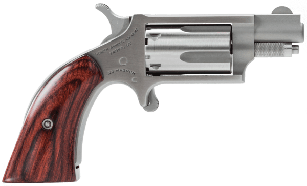 North American Arms 22MSGBG Mini-Revolver 22 WMR 5rd 1.13″ Barrel Stainless Steel Barrel/Cylinder/Frame Exclusive Wood Boot Grip