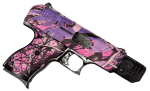 Hi-Point CF380CPI Model CF 380 ACP Caliber with 4″ Compensated Barrel 10+1 Capacity Overall Hydro-Dipped Country Girl Camo Finish Serrated Steel Slide & Polymer Grip