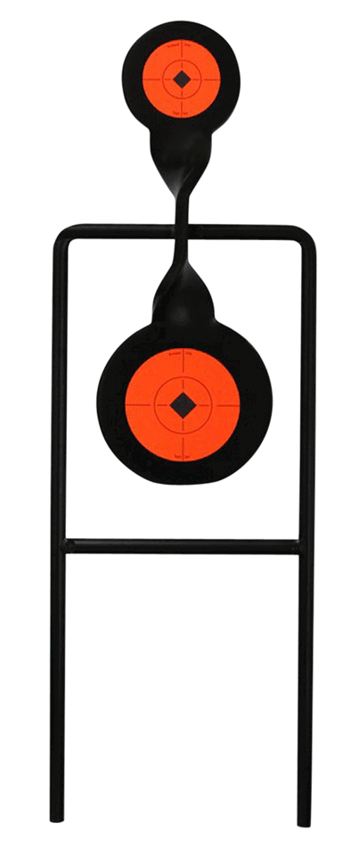 Birchwood Casey 46244 World of Targets Double Mag Spinner Handgun Black/Orange Steel Bullseye Standing
