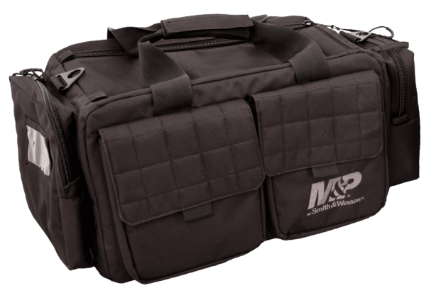 M&P Accessories 110023 Officer Tactical Range Bag made of Nylon with Black Finish  Accessory Pocket  Padded Ammo Bag  Carry Strap & Single Handgun Case 18″ W x 10″ H x 10″ D Interior Dimensions