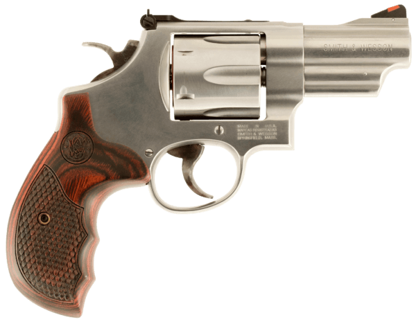 Smith & Wesson 150715 Model 629 Deluxe 44 Rem Mag or 44 S&W Spl Stainless Steel 3″ Barrel & 6rd Cylinder  Satin Stainless Steel N-Frame    Textured Wood Grip
