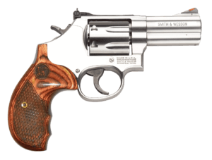 Smith & Wesson 150713 Model 686 Plus Deluxe 357 Mag or 38 S&W Spl +P Stainless Steel 3″ Barrel & 7rd Cylinder, Satin Stainless Steel L-Frame, Textured Wood Grip, Internal Lock