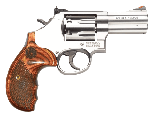 Smith & Wesson 150713 Model 686 Plus Deluxe 357 Mag or 38 S&W Spl +P Stainless Steel 3″ Barrel & 7rd Cylinder, Satin Stainless Steel L-Frame, Textured Wood Grip, Internal Lock