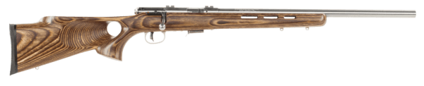 Savage Arms 96200 93R17 BTVSS 17 HMR Caliber with 5+1 Capacity  21 Barrel  Satin Stainless Metal Finish  Fixed Thumbhole Natural Brown Laminate Stock & AccuTrigger Right Hand (Full Size)”