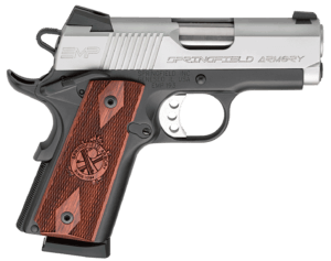 Springfield Armory PI9209LCA 1911 EMP *CA Compliant 9mm Luger 3″ 9+1 Black Hardcoat Anodized Stainless Steel Slide Crossed Cannon Cocobolo Grip