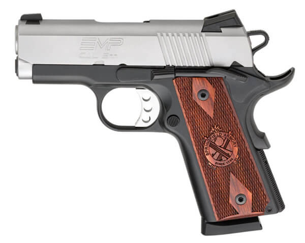 Springfield Armory PI9209LCA 1911 EMP *CA Compliant 9mm Luger 3″ 9+1 Black Hardcoat Anodized Stainless Steel Slide Crossed Cannon Cocobolo Grip