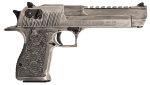 Magnum Research DE50WMD Desert Eagle Mark XIX 50 AE 6″ 7+1 Distressed White Cerakote Distressed G10 Grip