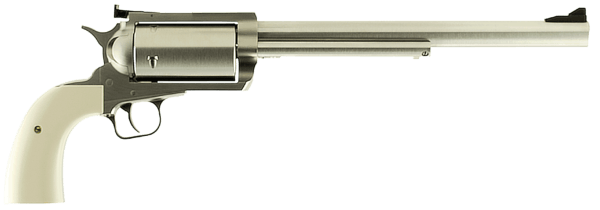Magnum Research BFR4570B BFR Long Cylinder SAO 45-70 Gov Caliber with 10″ Barrel 5rd Capacity Cylinder Overall Brushed Stainless Steel Finish & Bisley White Laminate Grip