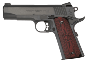 Colt Mfg O4942XE Commander Combat 9mm Luger 9+1 4.25″ Black Steel Barrel Blued Serrated Slide & Carbon Steel Frame w/Beavertail Black Cherry Checkered G10 Grips Right Hand