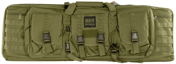 Bulldog BDT4037G BDT Tactical Single Rifle Case made of Nylon with Green Finish  3 Accessory Pockets  Deluxe Padded Backstraps  Lockable Zippers & Padded Internal Divider 13 H x 37″ W x 3″ D Internal Dimensions”