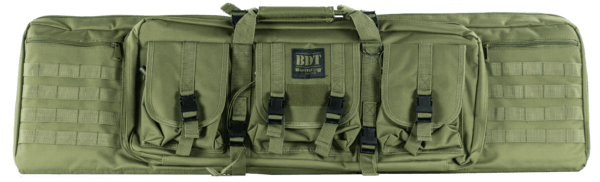 Bulldog BDT4043G BDT Tactical Single Rifle Case made of Nylon with Green Finish  3 Accessory Pockets  Deluxe Padded Backstraps  Lockable Zippers & Padded Internal Divider 13 H x 43″ W x 3″ D Internal Dimensions”