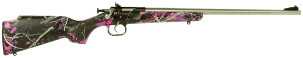 Crickett KSA2167 Youth 22 LR 1rd 16.12″ Stainless Steel Barrel Fixed Front/Adjustable Rear Peep Sights Hydro Dipped Muddy Girl Synthetic Stock w/11.5″ LOP Rebounding Firing Pin Safety