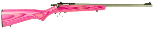 Crickett KSA2226 Youth 22 LR 1rd 16.12″ Stainless Steel Barrel Fixed Front/Adjustable Rear Peep Sights Pink/Black Laminate Stock w/11.5″ LOP Rebounding Firing Pin Safety