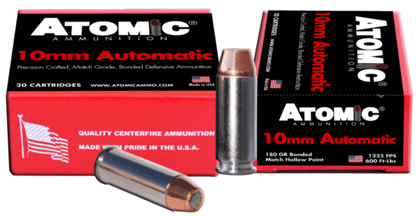 Atomic Ammunition 00457 Pistol Precision Craft 10mm Auto 180 gr Bonded Match Hollow Point 20rd Box